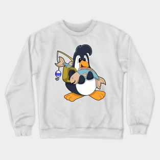 Penguin as Angler with Fish Crewneck Sweatshirt